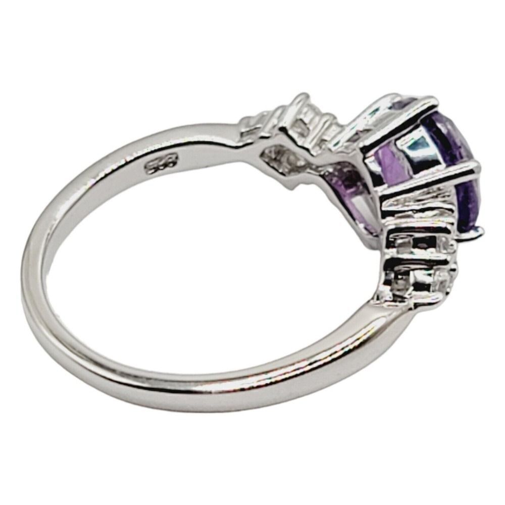 Beautiful 925 Sterling Silver Ring Purple And Clear‎ CZ Cubiz Zirconia Size 7 - Picture 4 of 6